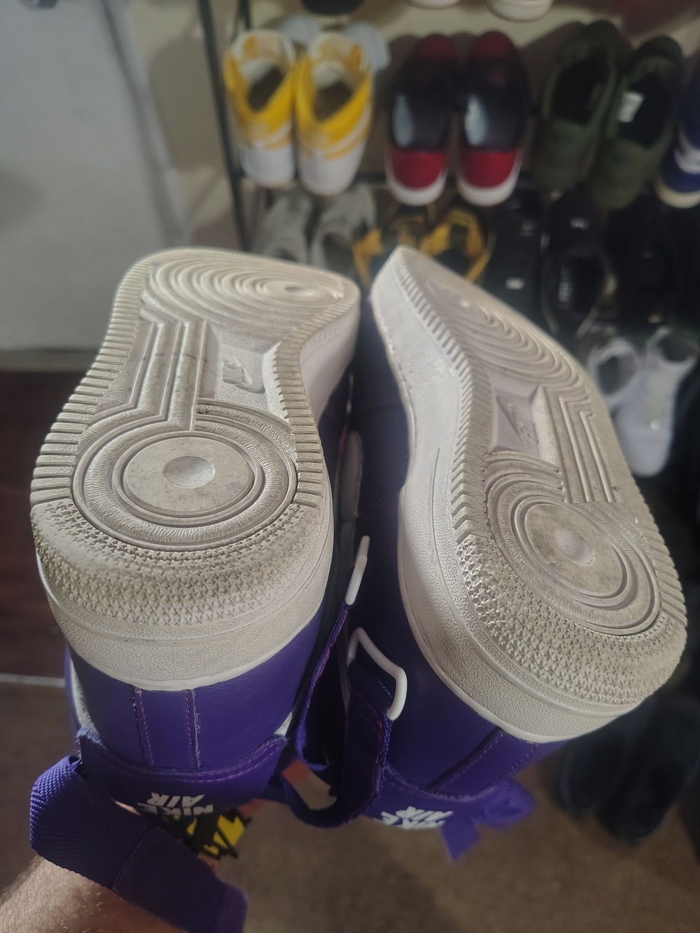 Purple High-Top Air Force 1s with Separated White Soles
